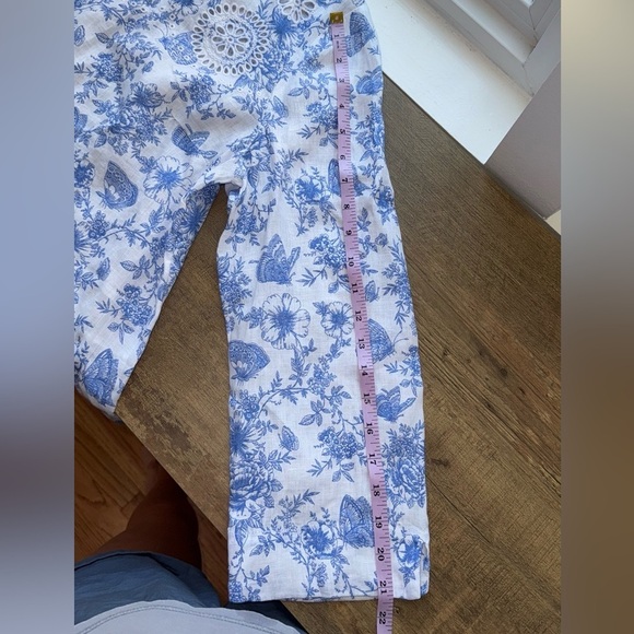 Charter club 100% linen floral embroidered women’s shirt sz  Large white/blue - Picture 6 of 10